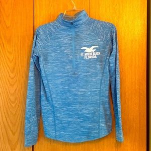 Ft. Myer’s Beach FL Florida SMALL 1/2 zip blue white seagull beach pullover EUC